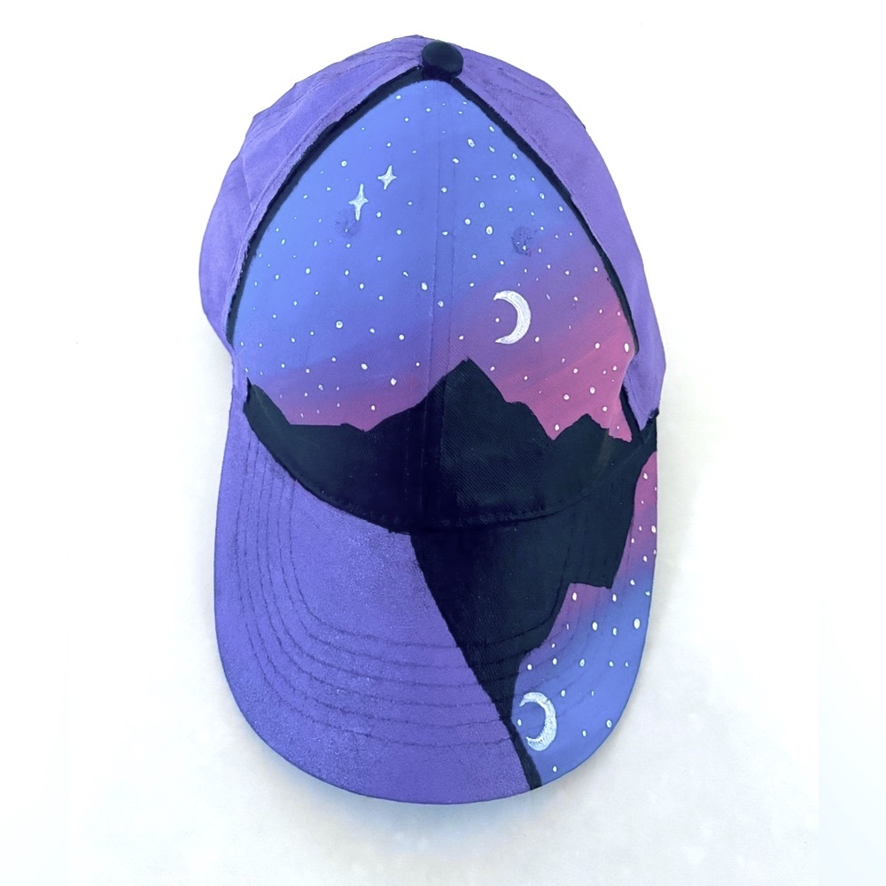 Hand Painted Northern Lights Ball Cap Hat